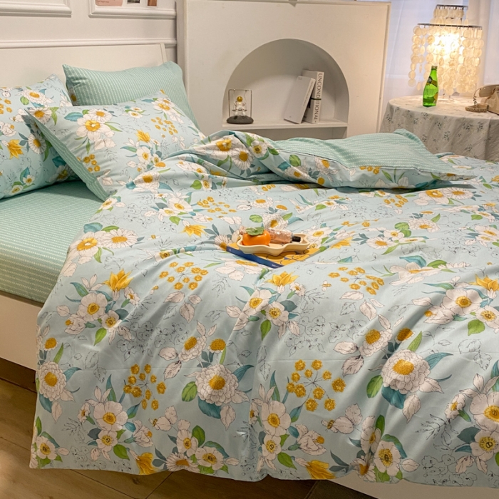 91家纺网 家纺一手货源 找家纺 晨希 2023新款全棉印花四件套 蓓蕾