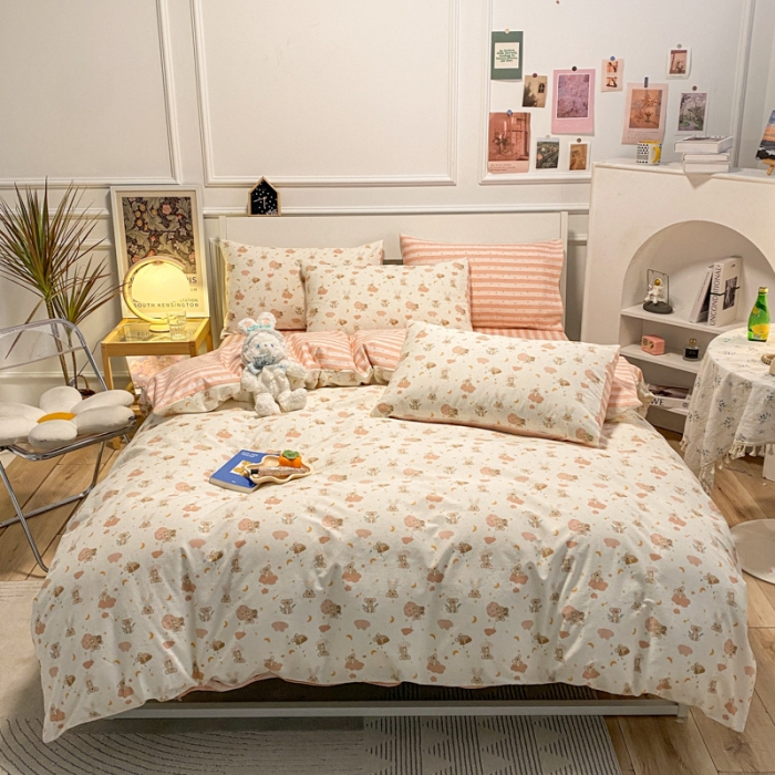 91家纺网 家纺一手货源 找家纺 晨希 2023新款全棉印花四件套 彩虹