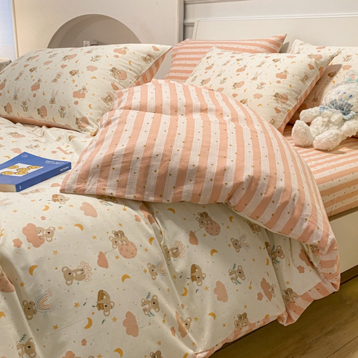 91家纺网 家纺一手货源 找家纺 晨希 2023新款全棉印花四件套 彩虹