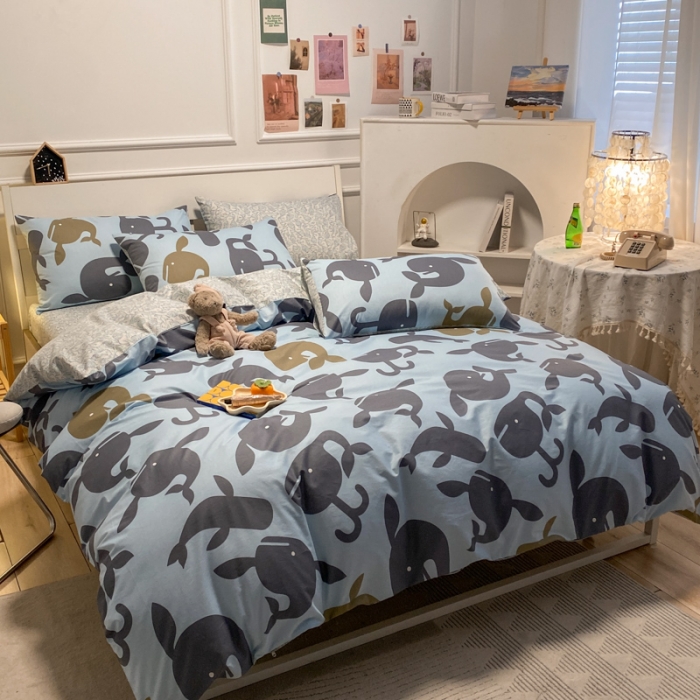 91家纺网 家纺一手货源 找家纺 晨希 2023新款全棉印花四件套 大鱼海棠