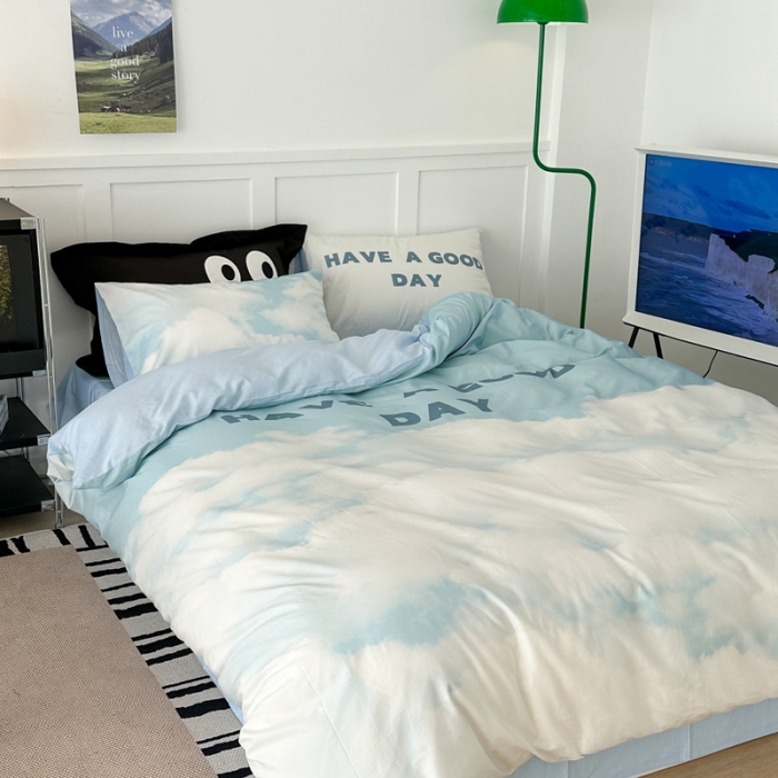 91家纺网 家纺一手货源 找家纺 昔可 2023新款大版全棉 蓝天白云