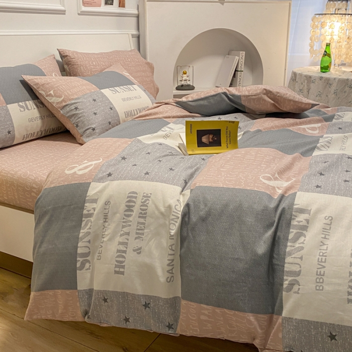 91家纺网 家纺一手货源 找家纺 晨希 2023新款全棉印花四件套 格爵