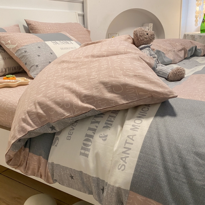 91家纺网 家纺一手货源 找家纺 晨希 2023新款全棉印花四件套 格爵