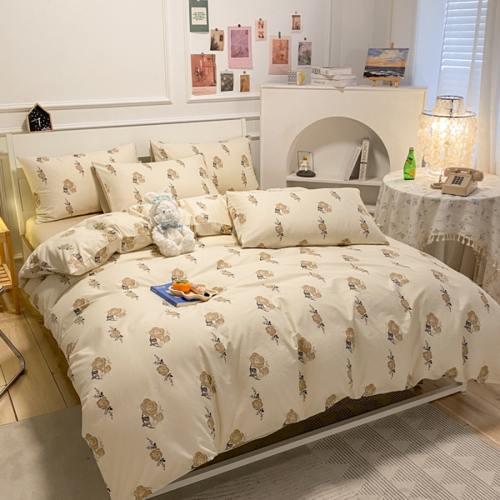 91家纺网 家纺一手货源 找家纺 晨希 2023新款全棉印花四件套 花儿朵朵