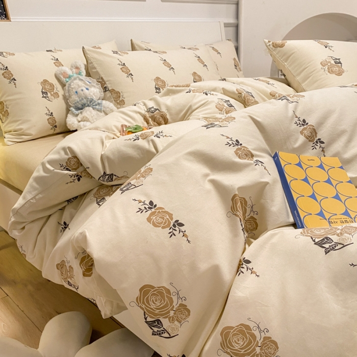 91家纺网 家纺一手货源 找家纺 晨希 2023新款全棉印花四件套 花儿朵朵