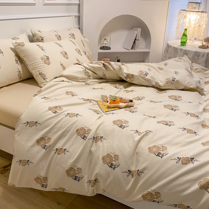 91家纺网 家纺一手货源 找家纺 晨希 2023新款全棉印花四件套 花儿朵朵