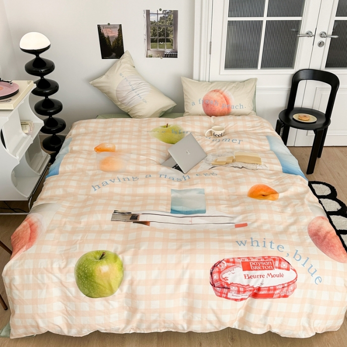 91家纺网 家纺一手货源 找家纺 昔可 2023新款大版全棉 蜜桃青苹果