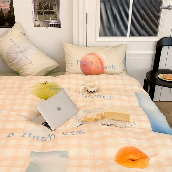 91家纺网 家纺一手货源 找家纺 昔可 2023新款大版全棉 蜜桃青苹果