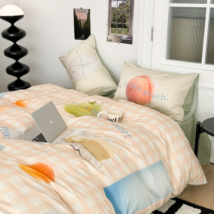 91家纺网 家纺一手货源 找家纺 昔可 2023新款大版全棉 蜜桃青苹果