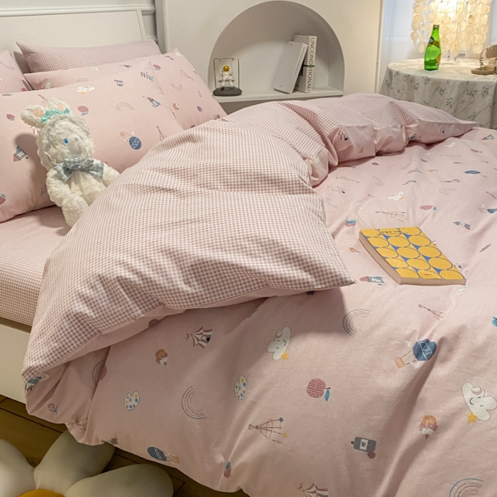 91家纺网 家纺一手货源 找家纺 晨希 2023新款全棉印花四件套 快乐星球