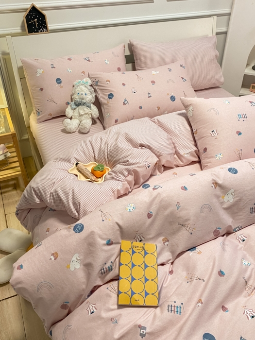 91家纺网 家纺一手货源 找家纺 晨希 2023新款全棉印花四件套 快乐星球