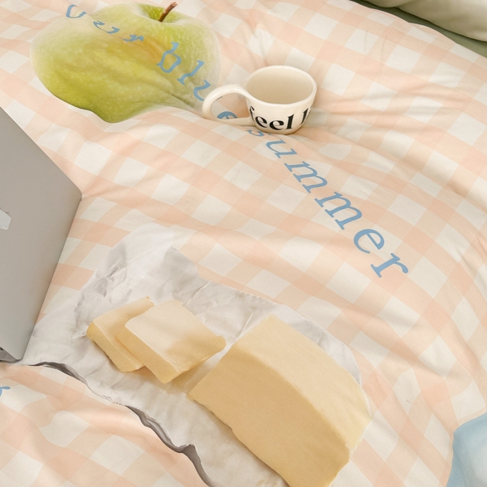 91家纺网 家纺一手货源 找家纺 昔可 2023新款大版全棉 蜜桃青苹果