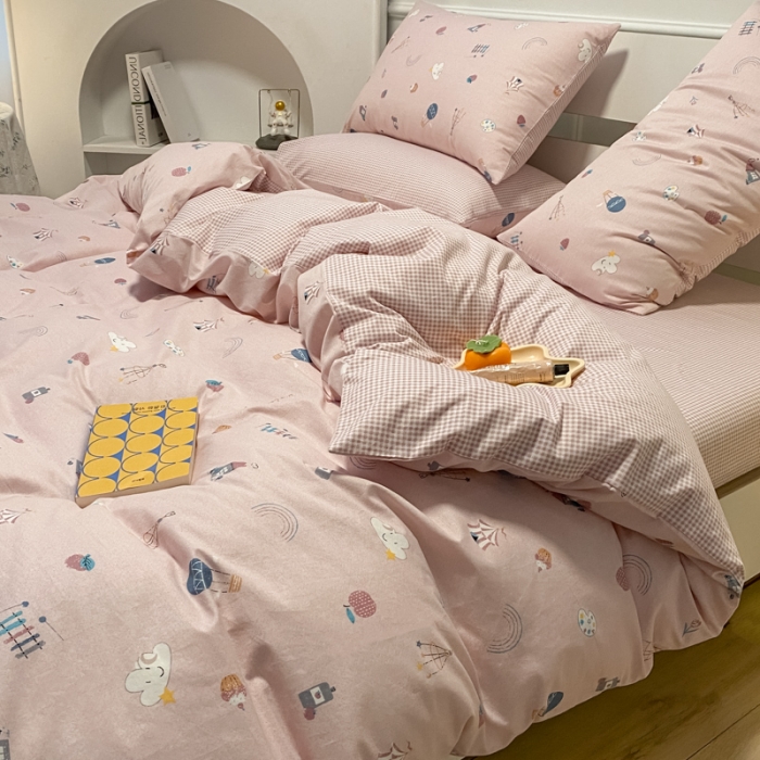 91家纺网 家纺一手货源 找家纺 晨希 2023新款全棉印花四件套 快乐星球