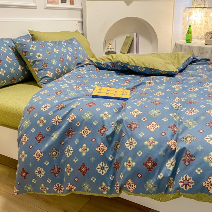 91家纺网 家纺一手货源 找家纺 晨希 2023新款全棉印花四件套 洛莎