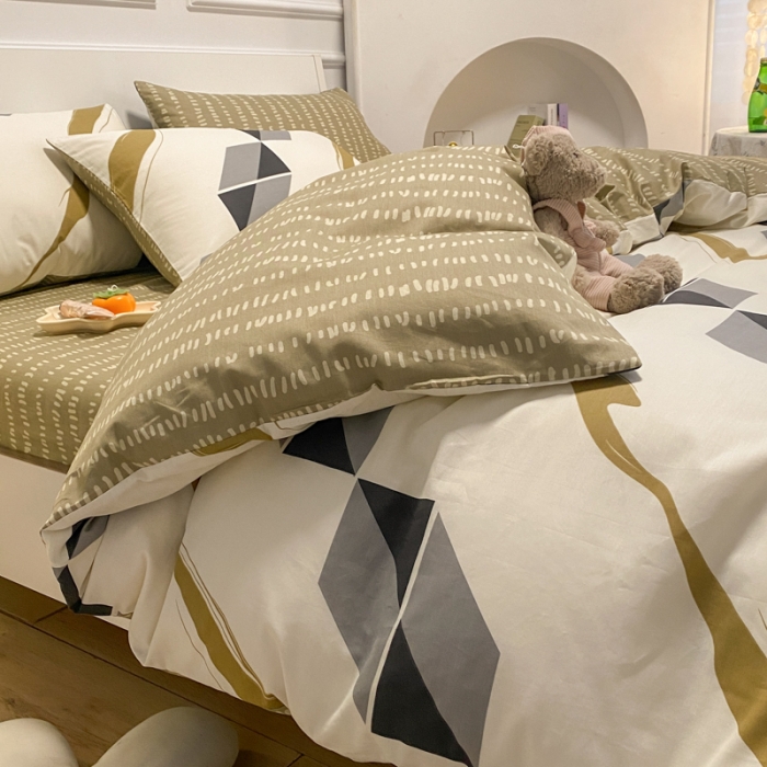 91家纺网 家纺一手货源 找家纺 晨希 2023新款全棉印花四件套 时空