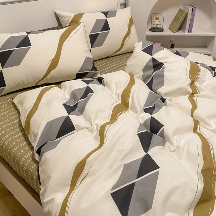 91家纺网 家纺一手货源 找家纺 晨希 2023新款全棉印花四件套 时空