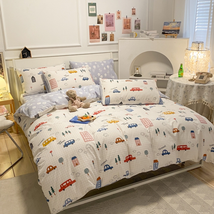 91家纺网 家纺一手货源 找家纺 晨希 2023新款全棉印花四件套 小心愿