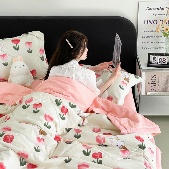 91家纺网 家纺一手货源 找家纺 圣楚 2024年新款简约时尚单夏被空调被夏凉被直播供货-郁金花香