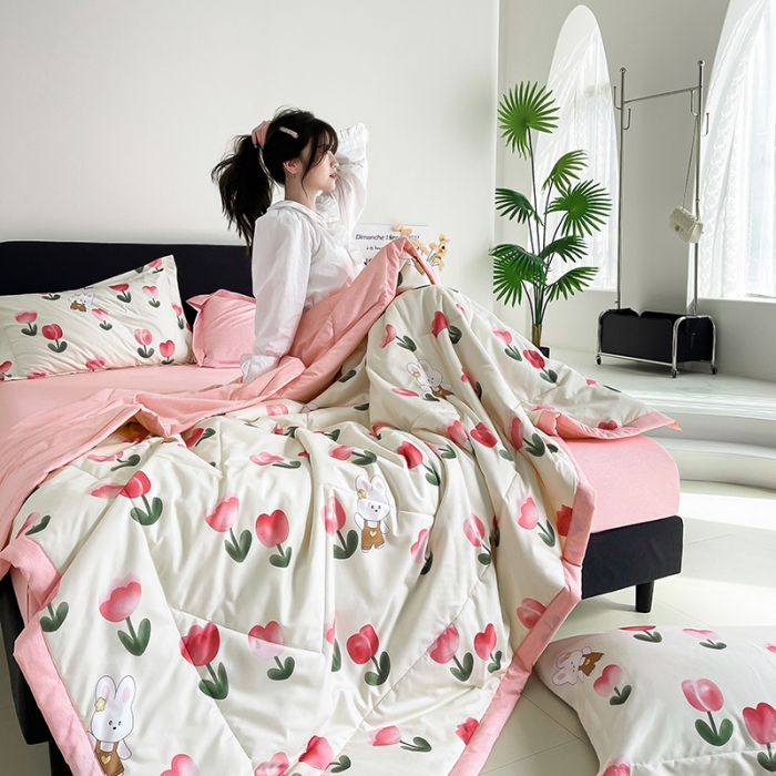 91家纺网 家纺一手货源 找家纺 圣楚 2024年新款简约时尚单夏被空调被夏凉被直播供货-郁金花香