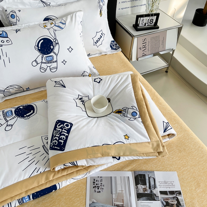 91家纺网 家纺一手货源 找家纺 圣楚 2024年新款简约时尚单夏被空调被夏凉被直播供货太空梦想