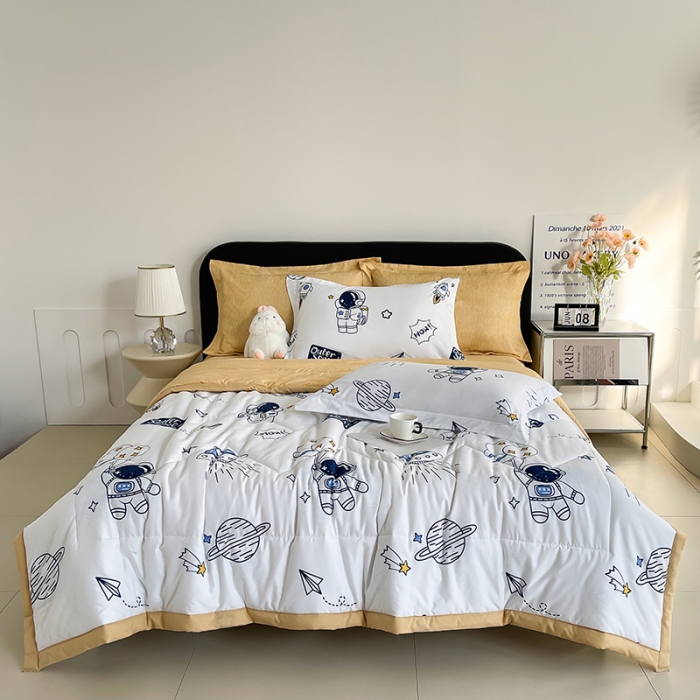 91家纺网 家纺一手货源 找家纺 圣楚 2024年新款简约时尚单夏被空调被夏凉被直播供货太空梦想