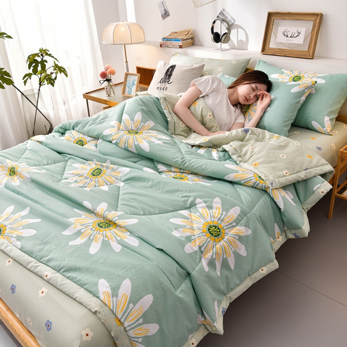 91家纺网 家纺一手货源 找家纺 圣楚 2024年新款简约时尚单夏被空调被夏凉被直播供货夏日如花