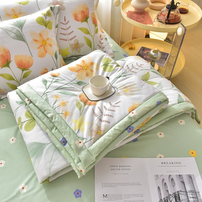 91家纺网 家纺一手货源 找家纺 圣楚 2024年新款简约时尚单夏被空调被夏凉被直播供货夏意绵绵