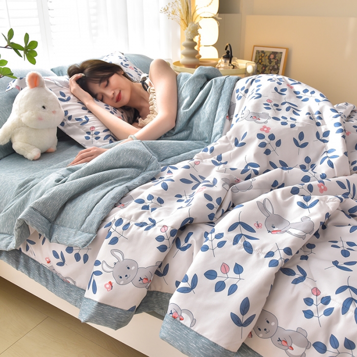 91家纺网 家纺一手货源 找家纺 圣楚 2024年新款简约时尚单夏被空调被夏凉被直播供货 遇见春天