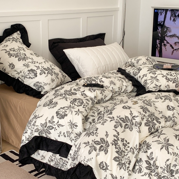 91家纺网 家纺一手货源 找家纺 昔可 2023新款法式复古系列花边款 法式茶歇黑