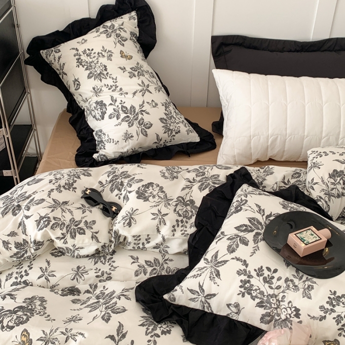 91家纺网 家纺一手货源 找家纺 昔可 2023新款法式复古系列花边款 法式茶歇黑