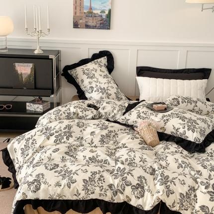 昔可 2023新款法式复古系列花边款 法式茶歇黑