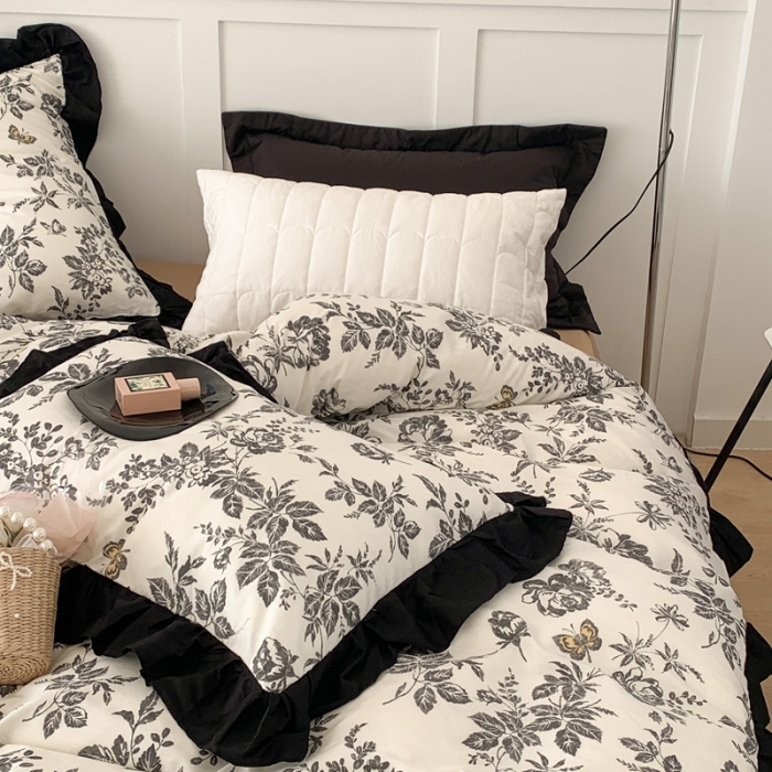 91家纺网 家纺一手货源 找家纺 昔可 2023新款法式复古系列花边款 法式茶歇黑