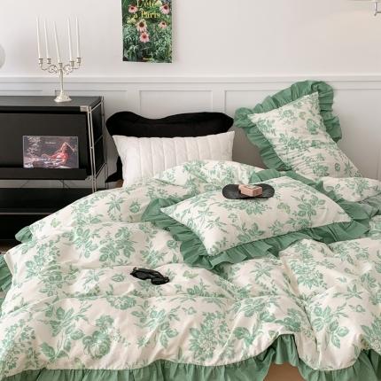 昔可 2023新款法式复古系列花边款 法式茶歇绿