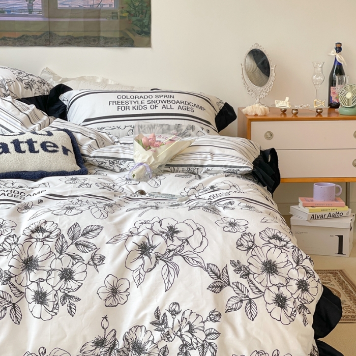 91家纺网 家纺一手货源 找家纺 昔可 2023新款法式复古系列花边款 黑茶