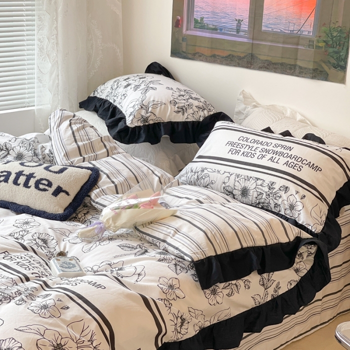 91家纺网 家纺一手货源 找家纺 昔可 2023新款法式复古系列花边款 黑茶