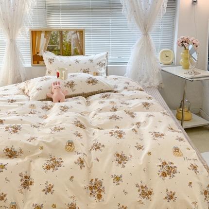 昔可 2023新款复古花全棉 黄花篮子熊