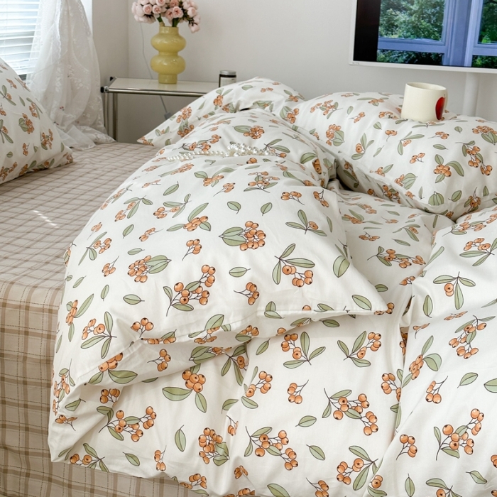 91家纺网 家纺一手货源 找家纺 昔可 2023新款复古花全棉 满园枇杷