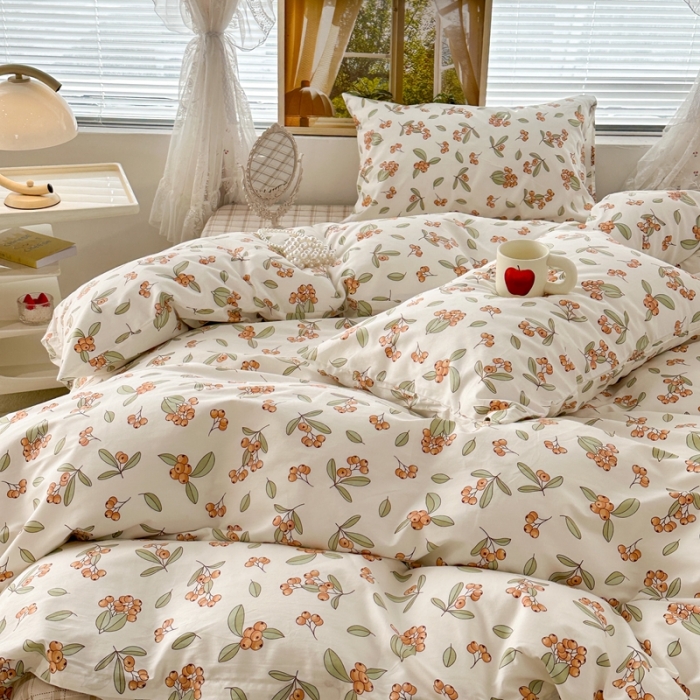 91家纺网 家纺一手货源 找家纺 昔可 2023新款复古花全棉 满园枇杷