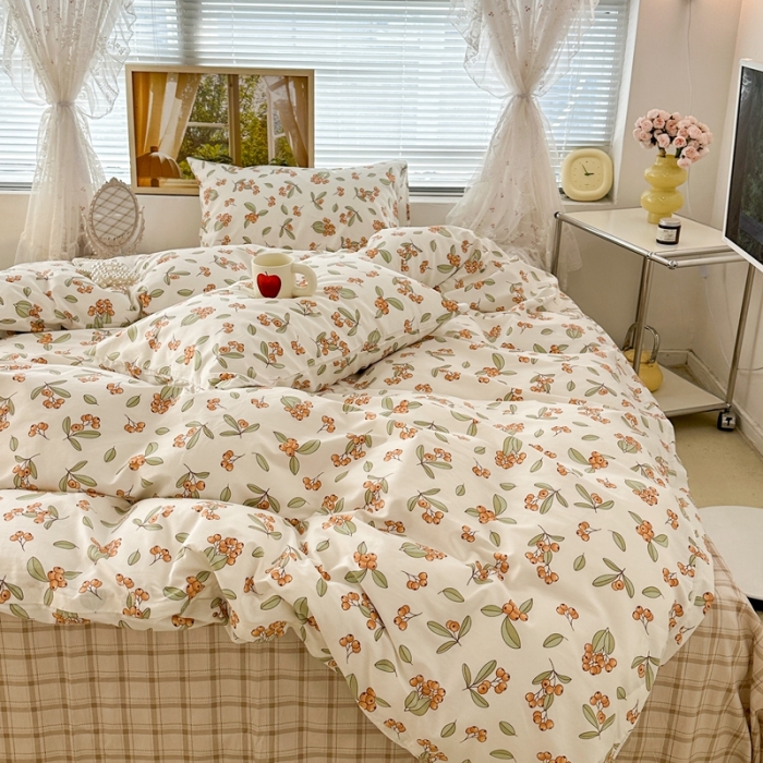 91家纺网 家纺一手货源 找家纺 昔可 2023新款复古花全棉 满园枇杷