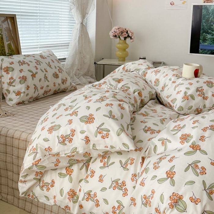 91家纺网 家纺一手货源 找家纺 昔可 2023新款复古花全棉 满园枇杷