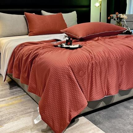 慕晨 2023新款A类华夫格凉感丝夏被空调被夏凉被 华夫格艾玛橙灰