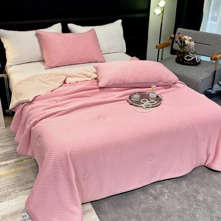 慕晨 2023新款A类华夫格凉感丝夏被空调被夏凉被 华夫格粉玉