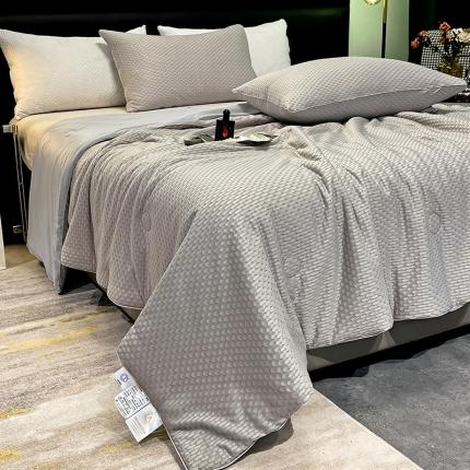 慕晨 2023新款A类华夫格凉感丝夏被空调被夏凉被 华夫格灰