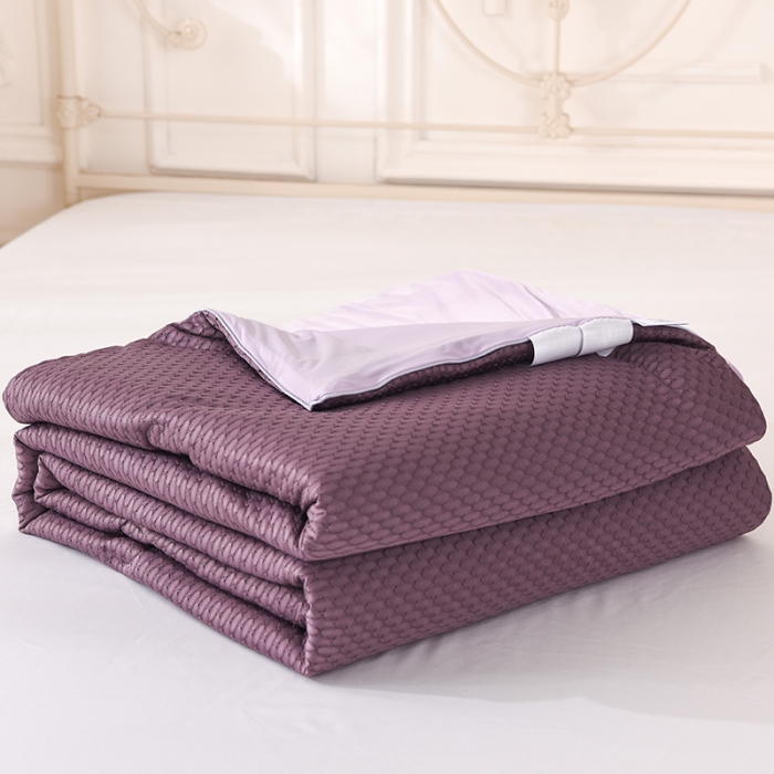 91家纺网 家纺一手货源 找家纺 慕晨 2023新款A类华夫格凉感丝夏被空调被夏凉被 华夫格浅紫