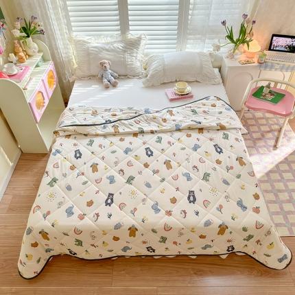 91家纺网 家纺一手货源 找家纺 琪格格 2023新款A类针织棉夏被 风铃草