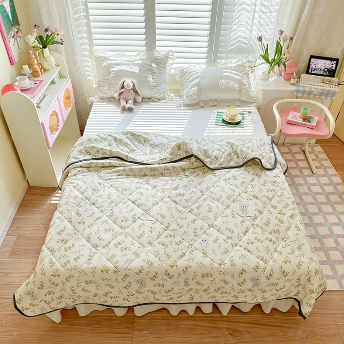 91家纺网 家纺一手货源 找家纺 琪格格 2023新款A类针织棉夏被 风铃草