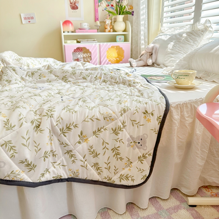 91家纺网 家纺一手货源 找家纺 琪格格 2023新款A类针织棉夏被 风铃草