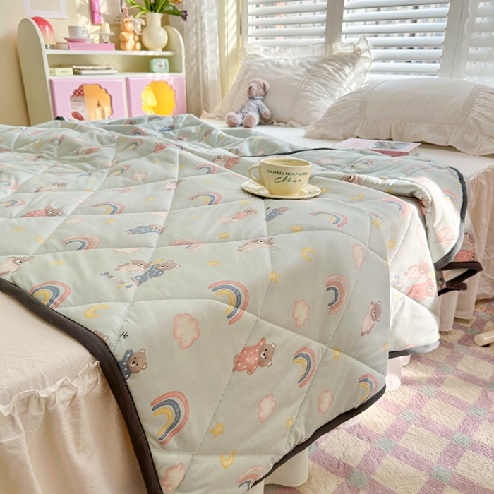 91家纺网 家纺一手货源 找家纺 琪格格 2023新款A类针织棉夏被 睡衣派对