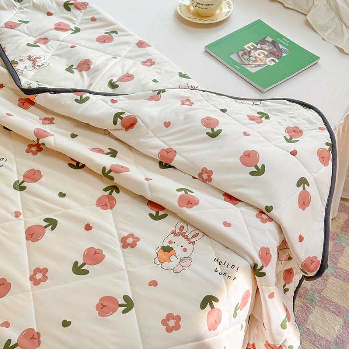 91家纺网 家纺一手货源 找家纺 琪格格 2023新款A类针织棉夏被 郁金香兔