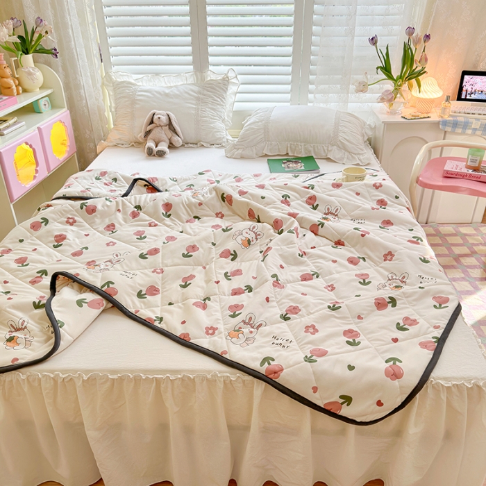 91家纺网 家纺一手货源 找家纺 琪格格 2023新款A类针织棉夏被 郁金香兔